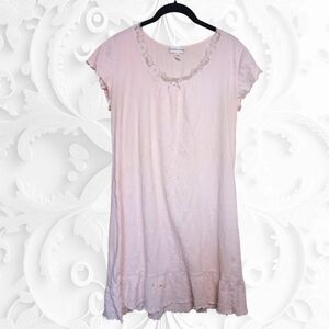 Miss Elaine Pink Short Sleeve Midi Length NightgownSize Medium